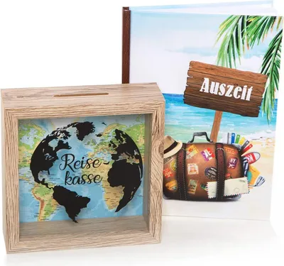 Immagine prodotto di Set regalo di viaggio - diario di viaggio + salvadanaio fondo di viaggio