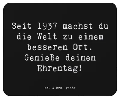 Produktbild von Mr. & Mrs. Panda Mouse Pad Spruch 1937 Geburtstag - Schwarz - Geschenk, pc mousepad, Geburtsjahr, mousematte, Geburtstagsjubiläum, Besonderes, Happy Birthday, Alter