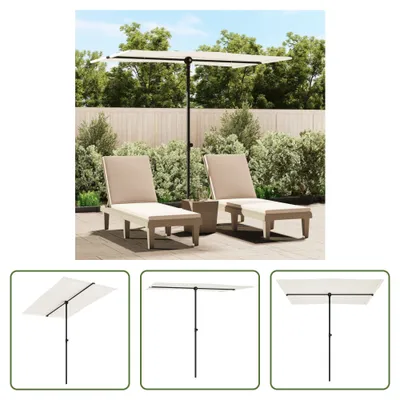 Image de The Living Store Parasol avec mât en aluminium 2x1,5 m Blanc sable