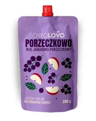 Obrázek produktu pro Owolovo Ovocné pyré bez přidaného cukru - jablko, černý rybíz (200g), 101629