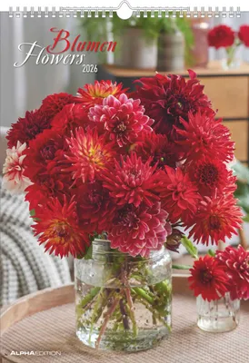 Produktbild von Alpha Edition - Blumen Kalender 2026 - Wandkalender A3 (29,7×42 cm) mit Blumenmotiven & Feiertagen, dekorativer Bildkalender in  für Wohnzimmer, Küche & Büro