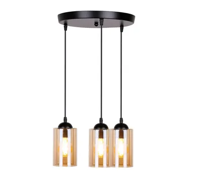 Obrázok produktu pre Závesné moderné svietidlo BISTRO - 3xE27, 40W, čierne / jantárové