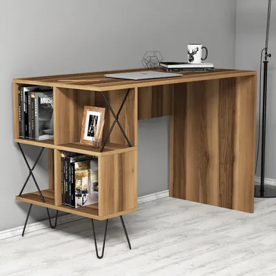Immagine prodotto di Vita - Scrivania, 120x60x79h cm Marrone Rovere Scuro, 5 Ripiani