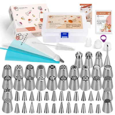 Produktbild von Spritztüten-Set mit Spritztüllen - 100-teilig, aus Edelstahl