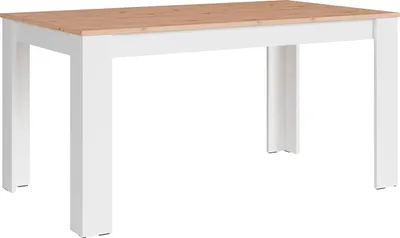 Produktbild von byLIVING Esstisch NORI / Moderner Küchentisch in Eiche-Optik / Untergestell Melamin weiß / Großer Tisch / 160 x 90, H 75 cm