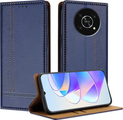 Produktbild von Handyhülle für Honor X9 Leder Flip Klappbare Schutzhülle mit Standfunktion Blau