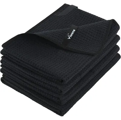 Productafbeelding van Microvezeldoeken, wafelstructuur, vaatdoeken, 50x70 cm, zwart, 4 stuks