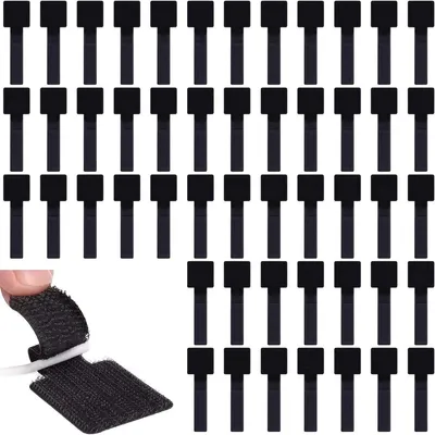 50 Stück schwarze Kabelorganisatoren (selbstklebend + wiederverwendbar), ideal für Zuhause, Büro und elektronische Geräte