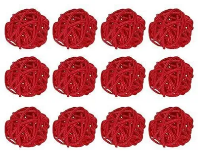 Immagine prodotto di Sfere decorative in rattan, colore rosso, diametro 3 cm, confezione da 20 pezzi, ideali per riempire vasi e come giocattoli per uccelli