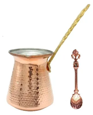 Produktbild von Koffiekan, handgefertigt – Türkische Ibrik/Cezve – Kupfer mit langem Messinggriff – für 2-8 Tassen – UNESCO-Weltkulturerbe – hoher Koffeingehalt – Kaffeekanne