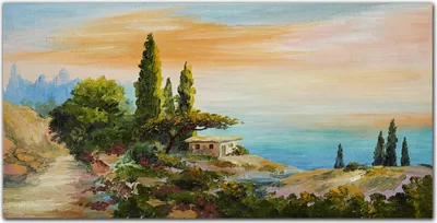 Produktbild von Coloray Bild aus Leinwand 140x70 Leinwand Dekoration - Bäume Küste Sonnenuntergang