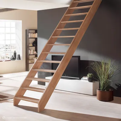 Produktbild von Holztreppe Intercon Savoy | Buche | gerader Verlauf | ohne Geländer | ohne Setzstufen