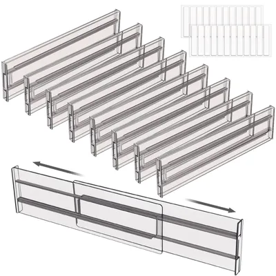 Schubladen-Organizer, ausziehbar 27,5–52 cm, 8 Stück, grau