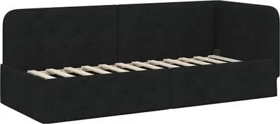 Productafbeelding van vidaXL Hoekbedframe, zwart, 80 x 200 cm, met stoffen bekleding