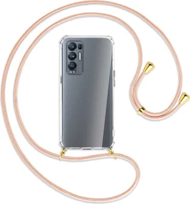 Produktbild von Handykette Backcover-Schutzhülle mit Band (Metall goldfarben) für Oppo Reno5 Pro Plus 5G - rose peach
