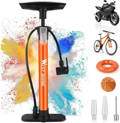 Obrázok produktu pre Vzduchová pumpa na bicykel Podlahová pumpa 11 bar 160 psi pre ventily a adaptér