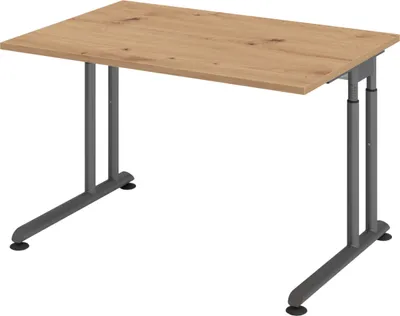 Produktbild von bümö Schreibtisch Serie-Z - Nachbildung: Asteiche, Größe:  120 x 80 cm, Gestell: Graphit