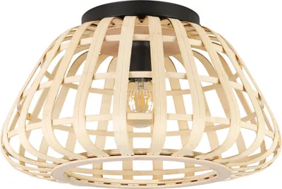 Productafbeelding van EGLO Montezuelo, 1 lamp, E27 fitting, IP20, zwart, natuurlijk/natuurlijk, hout