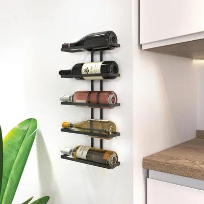 Produktbild von Metaltex weinflaschenhalter wand 5 flaschen - Schwarz - Dekorativ