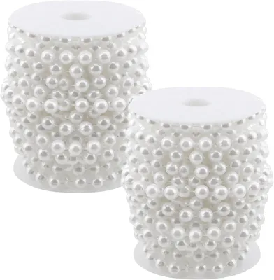 Imagen del producto de Collar de perlas blanco, 2 unidades, 10 metros de largo, 10 mm de diámetro, para decoración