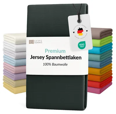 Produktbild von Mako Jersey Spannbettlaken 100x200 - 90x200 aus 100% Baumwolle Bettlaken Anthrazit