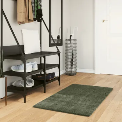 Produktbild von Teppich HUARTE Kurzflor Weich und Waschbar Waldgrün 60x110 cm , Designerteppiche 2024 Neu