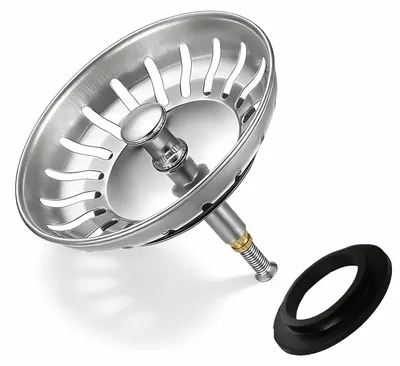 Image de Bouchon de vidange de cuisine à levier, avec filtre – réglable en hauteur pour évier, vidange rapide, filtre anti-obstruction pour évier, 81 mm