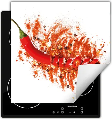 Produktbild von DarHaus Herdabdeckplatte 60x52 cm Anti Rutsch Matte Aufrollbar, Rot - Chilli