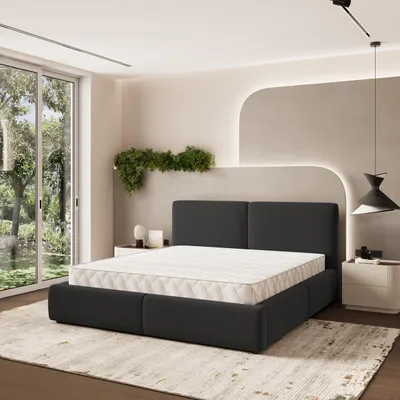 Produktbild von Masseno Polsterbett FELURO 160x200 cm, Polsterbett mit Bettkästen -Schwarz, SORO 100