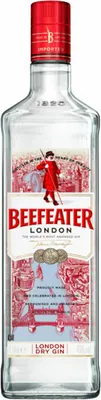 A bottle of Beefeater London Dry Gin.
