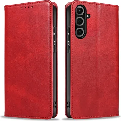 Produktbild von Handyhülle für Samsung Galaxy A26 5G Kunstleder Flip Cover Hülle Handytasche Case Kartenfach Farbe: Rot