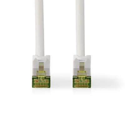 Image de Nedis Câble réseau CAT7 - S/FTP - RJ45 mâle - RJ45 mâle - 5,00 m - Snagless - Rond - LSZH - Blanc - Etiquette
