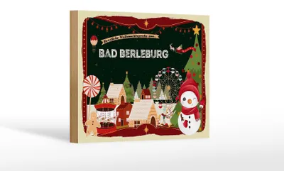 Produktbild von Holzschild Weihnachten Grüße BAD BERLEBURG Geschenk  18x12 cm