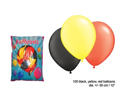 Immagine prodotto di Palloncini neri, gialli, rossi, circa 30 cm, 100 pezzi