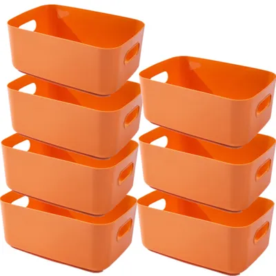 Produktbild von 7 Aufbewahrungsboxen/Körbe aus Kunststoff mit Griffen, 25 × 18 × 10 cm, Organizer für Badezimmer-/Küchenschränke, Aufbewahrungskörbe/-boxen für die Küche, Aufbewahrungsboxen
