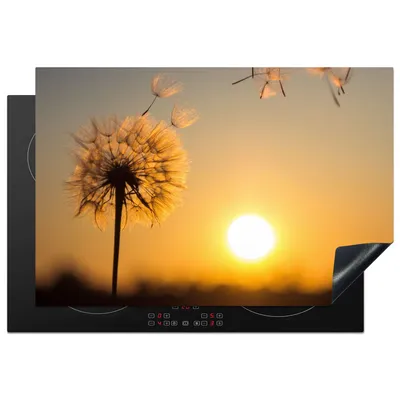 Produktbild von KitchenYeah© Herdabdeckplatte Löwenzahn - Sonne - Sonnenuntergang , 76x51cm, Küche Deko, Glaskeramikkochfeld Herdabdeckung, Abdeckplatte fùr Kochfeld