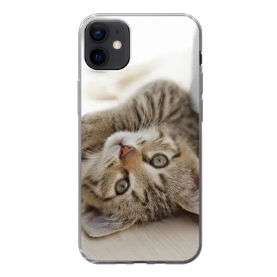 Produktbild von MuchoWow® Handyhülle Schutzhülle Hülle für iPhone 12 mini Kätzchen - Sonne - Braun - Mädchen - Kinder - Jungen - Kind Silikon Softcase Handy Hülle - Bild