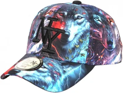 Productafbeelding van Baseballpet met rode wolfprint, one size, uni, geschikt voor dagelijks gebruik