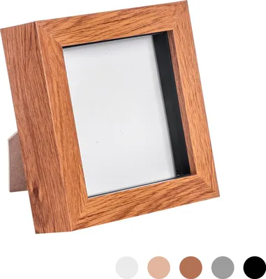 Produktbild von 4x4 Fotorahmen Bilderrahmen in dunkler Holzoptik - stehend und hängend