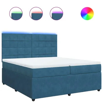 Produktbild von Boxspringbett mit Matratze Blau 200x200 cm Samt