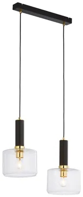 Obrázok produktu pre Závesná lampa VANES čierno-priehľadná-zlatá 2xE27x40W kov rozmery: 80x52x20 cm IP20 Jupiter