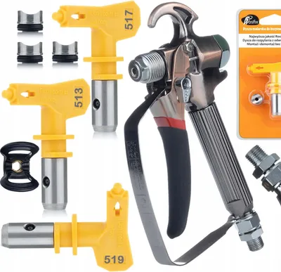 Obrázek produktu pro Rosfix Sada TurboJet TJ1 – Stříkací Pistole na Barvu Se 3 Tryskami Ultra Spray 513/517/519 | Závit 1/4” | Přesnost a Odolnost
