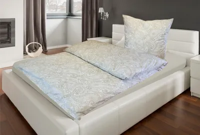Produktbild von Bettwäsche NELE aus 100% Baumwolle, mint mit weißem Ornamentmuster, 135x200cm Decke, 80x80cm Kissen, mit Reißverschluss