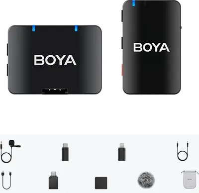 Produktbild von BOYA BOYAMIC-110 One-Trigger-One 2,4G Kabelloses Mikrofonsystem Ansteckbares kabelloses Mikrofon 300M uebertragung 8G Speicher Onboard-Aufnahme-Ersatz fuer iOS Android Smartphones Kamera Computer