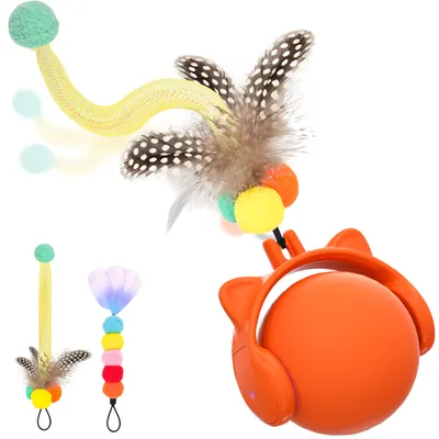 Katzenball, bewegungsaktiviert, springend, zwitschernd, 3 LED-Modi, USB-C