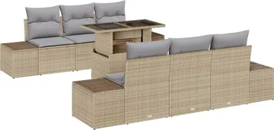Productafbeelding van vidaXL Tuinset, 7-delig, beige en lichtgrijs