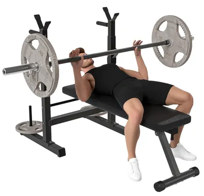 Obrázek produktu pro Posilovací lavice, nastavitelná výška, maximální nosnost 220 kg, černá