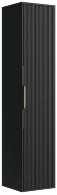 Produktbild von Badplaats Badezimmerschrank Rimini 38 x 33 x 170 cm Schwarz Matt - Hoch Badschrank mit 1 Tür und Soft-Close