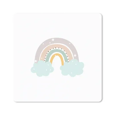 Produktbild von MuchoWow® Mauspad Mousepad Regenbogen - Sterne - Punkte - Wolken - Kinder 20x20 cm - Mousepads - Maus Mat - Pad - Mausunterlage - Desk Mat - Bureauartikeln