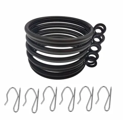Metall-Vorhangringe 45 mm, 20 Stück mit Haken, schwarz